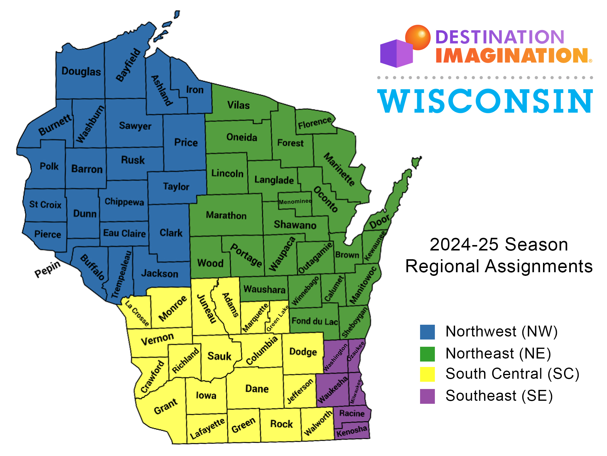 Wisconsin Destination Imagination Regions