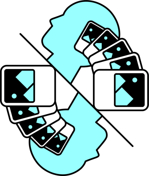 Unforgettable Scientific Icon depicts cards and teo heads